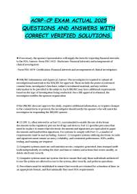 ACRP-CP EXAM ACTUAL 2025 QUESTIONS AND ANSWERS WITH CORRECT VERIFIED SOLUTIONS.