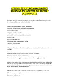 CORE 250 FINAL EXAM COMPREHENSIVE QUESTIONS AND ANSWERS ALL CORRECT LATEST UPDATE.