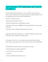 Auto Insurance NYS Questions and Answers  | Graded A+  NY State Vehicle Financial Responsi