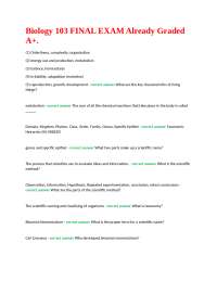 Biology 103 Final Exam Review: Key Concepts and Questions