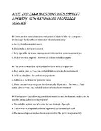 ACHE BOG EXAM QUESTIONS WITH CORRECT ANSWERS WITH RATIONALES PROFESSOR VERIFIED