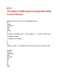 KCS v6 Trainer Certification Exam Questions With Correct Answers.
