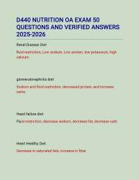 D440 NUTRITION OA EXAM 50 QUESTIONS AND VERIFIED ANSWERS 2025-2026.