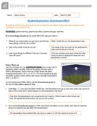 Greenhouse Effect: Student Exploration of Climate Change