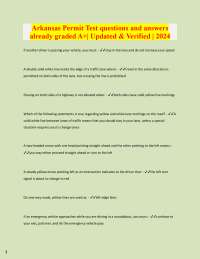 Arkansas Permit Test questions and answers  already graded A+| Updated & Verified | 2024