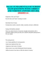 NR 222C FUNDAMENTALS OF NURSING EXAM QUESTIONS WITH CORRECT AND VERIFIED ANSWERS 2025-2026