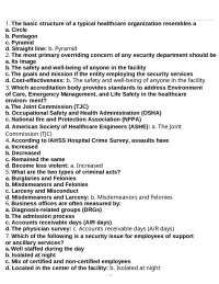 IAHSS Basic Officer Certification Questions