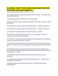 PA SPECIAL POINT STUDY GUIDE EXAM QUESTIONS AND SOLUTIONS 2025/2026 GRADED A+