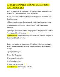 APUSH CHAPTER 1 EXAM QUESTIONS AND ANSWERS