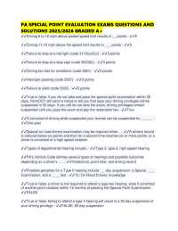PA SPECIAL POINT EVALUATION EXAMS QUESTIONS AND SOLUTIONS 2025/2026 GRADED A+