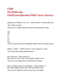 Child Psychotherapy Final Exam Questions and Answers