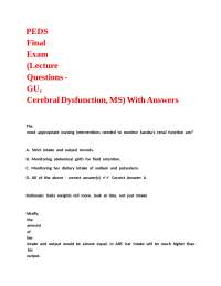 Pediatric Renal Disorders, Cerebral Dysfunction, and MS: Lecture Questions and Answers