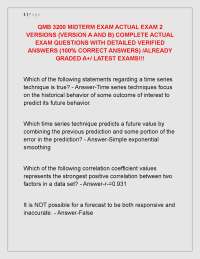 QMB 3200 MIDTERM EXAM ACTUAL EXAM 2  VERSIONS (VERSION A AND B) COMPLETE ACTUAL  EXAM
