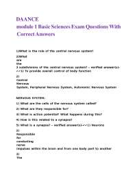 Nervous System Exam Questions and Answers