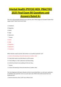 Mental Health (PSYCH) HESI  PRACTICE 2025 Final Exam 86 Questions and Answers Rated A+