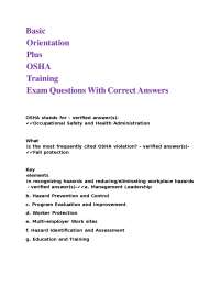 OSHA Training Exam: Questions and Answers for Workplace Safety