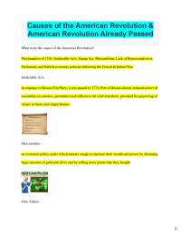Causes and Key Events of the American Revolution