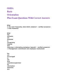 OSHA Basic Orientation Exam: Safety Regulations and Hazard Prevention