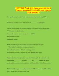 VETT 212 Week 8-11 Questions with 100% Correct Answers | Verified | Latest Update 2025| Ra