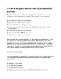 Musculoskeletal Disorders Exam: Questions and Answers