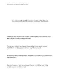 GIA Diamonds and Diamond Grading Final Exam Questions and Verified Answers