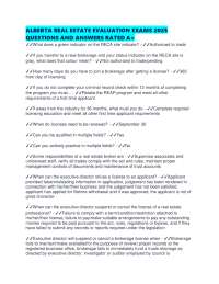 ALBERTA REAL ESTATE EVALUATION EXAMS 2025 QUESTIONS AND ANSWERS RATED A+