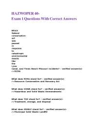 HAZWOPER 40-Exam 1 Questions With Correct Answers.