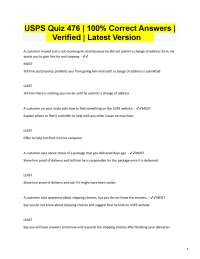USPS Quiz 476: Customer Service Scenarios and Employee Skills Assessment