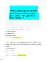 ATI Pharmacology Proctor 2025  Questions and Answers| 2025  Latest Exam| 100% Updated &  V