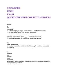 HAZWOPER Exam Questions and Answers: OSHA Safety Compliance