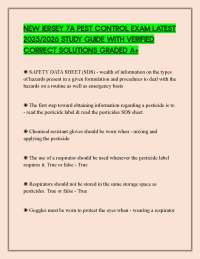 NEW JERSEY 7A PEST CONTROL EXAM LATEST 2025/2026 STUDY GUIDE WITH VERIFIED CORRECT SOLUTIO