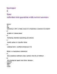 HAZWOPER Training: Practice Questions and Answers
