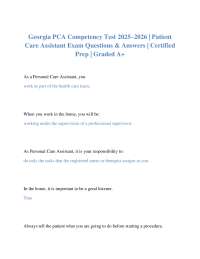 Georgia PCA Competency Test Prep: Questions & Answers for Patient Care Assistants