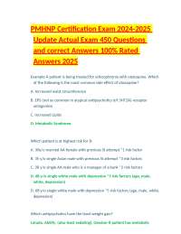 PMHNP Certification Exam 2024-2025 Update Actual Exam 450 Questions and correct Answers 10