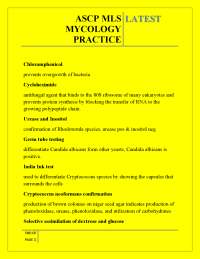 ASCP MLS MYCOLOGY PRACTICE QUESTIONS AND ANSWERS 2025