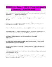 MPH Final Exam | 100% Correct Answers  | Verified | Latest Version