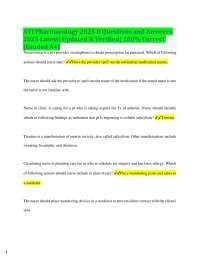 ATI Pharmacology 2025 B Questions and  Answers  2025 Latest| Updated & Verified| 100% Corr