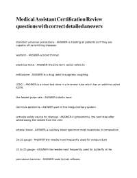 Medical Assistant Certification Exam Review: Questions and Answers