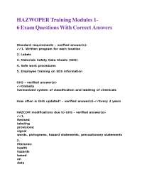HAZWOPER & GHS Training: Exam Questions and Answers