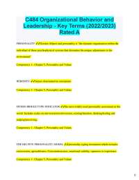 Organizational Behavior and Leadership: Key Terms & Concepts