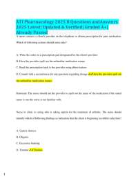 ATI Pharmacology 2025 B Questions and Answers  2025 Latest| Updated & Verified| Graded A+|