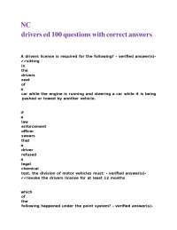 NC Driver's License Practice Test: Traffic Laws and Safe Driving Questions