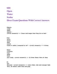 Open Water Scuba Diver Exam Questions and Answers