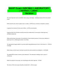 NAHP Exam (NRCMA) Laboratory Practice Questions and Answers