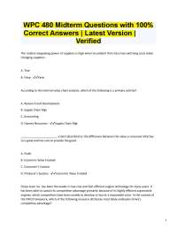 WPC 480 Midterm Exam Questions and Answers: Strategic Management