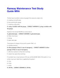 Ramsay Maintenance Test Study Guide MRA Questions and Answers | Update | % Correct