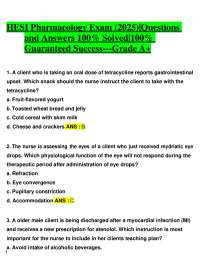 HESI Pharmacology Exam (2025)|Questions  and Answers 100% Solved|100%  Guaranteed Success-
