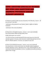 CSPR CERTIFIED SPECIALIST PAYMENT REP HFMA QUESTIONS AND ANSWERS PROFESSOR VERIFIED A