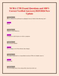 NCRA CTR Exam| Questions and % Correct Verified Answers| / New Update