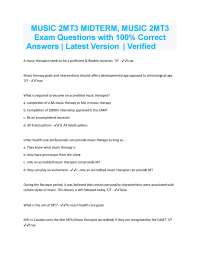 Music Therapy Exam Questions and Answers: MUSIC 2MT3